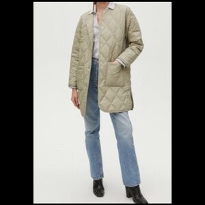 Michael Stars Sonnet Snap Front Quilted Coat/Jacket Light Olive Size 2X - NWT